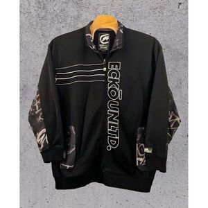 Ecko Unltd Jacket Size 3XL Men Black With‎ Camouflage Full Zip Hip Hop Rhino Y2K